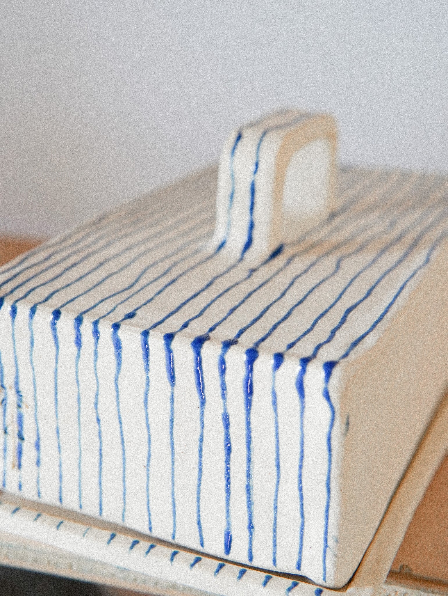 Blue + White Striped Butter Dish