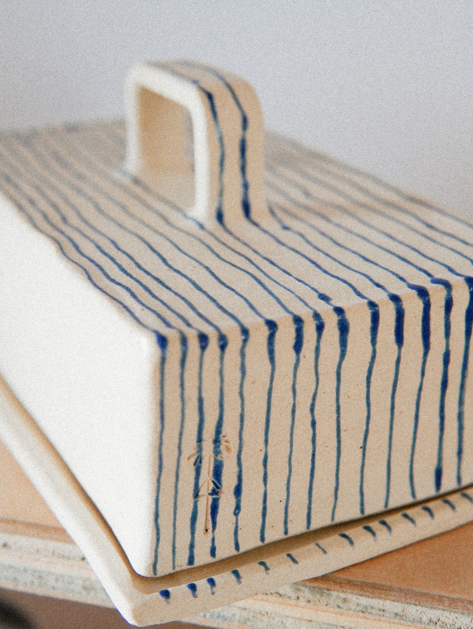 Blue + White Striped Butter Dish