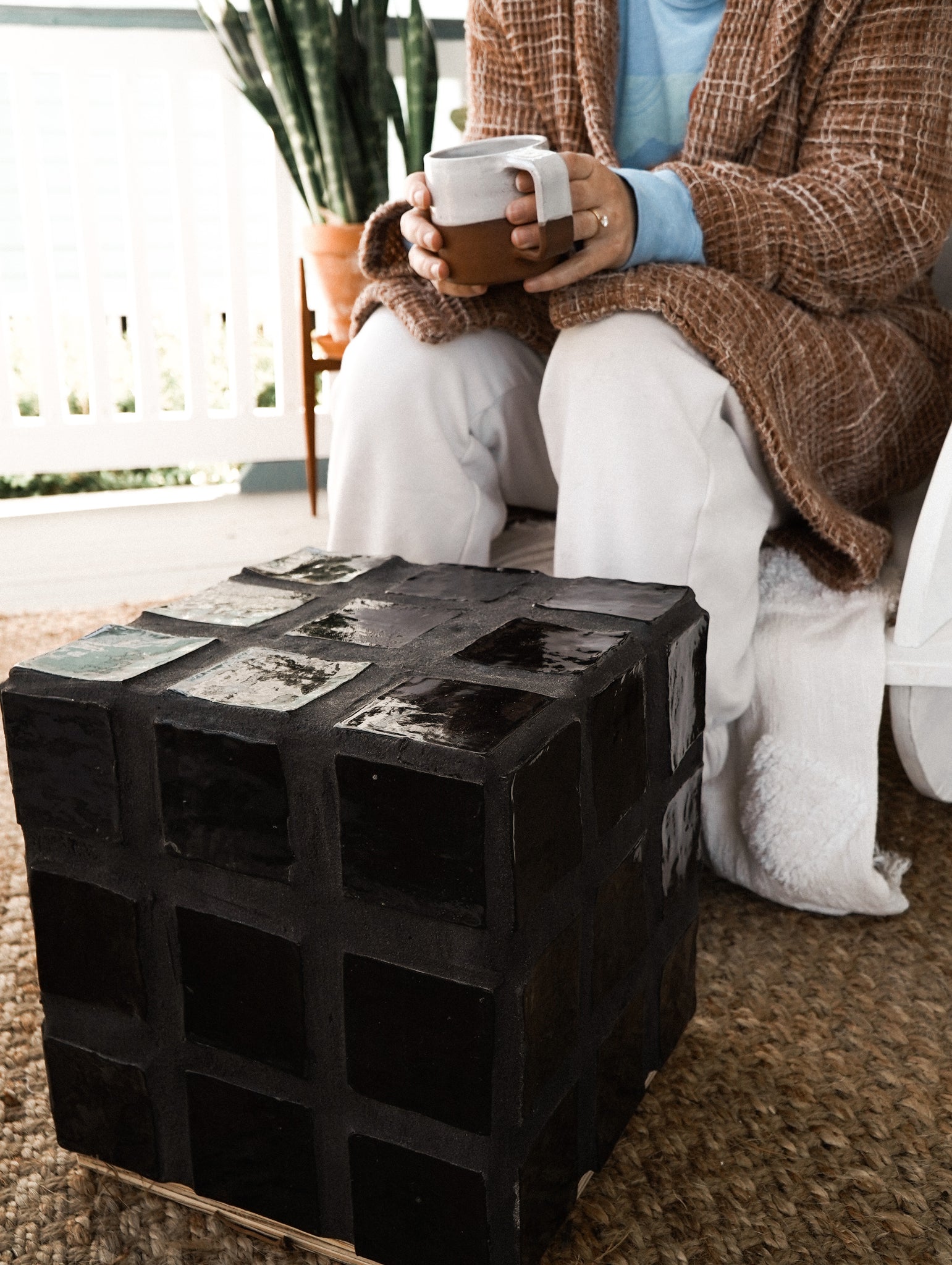 Handmade Tile Cube Table