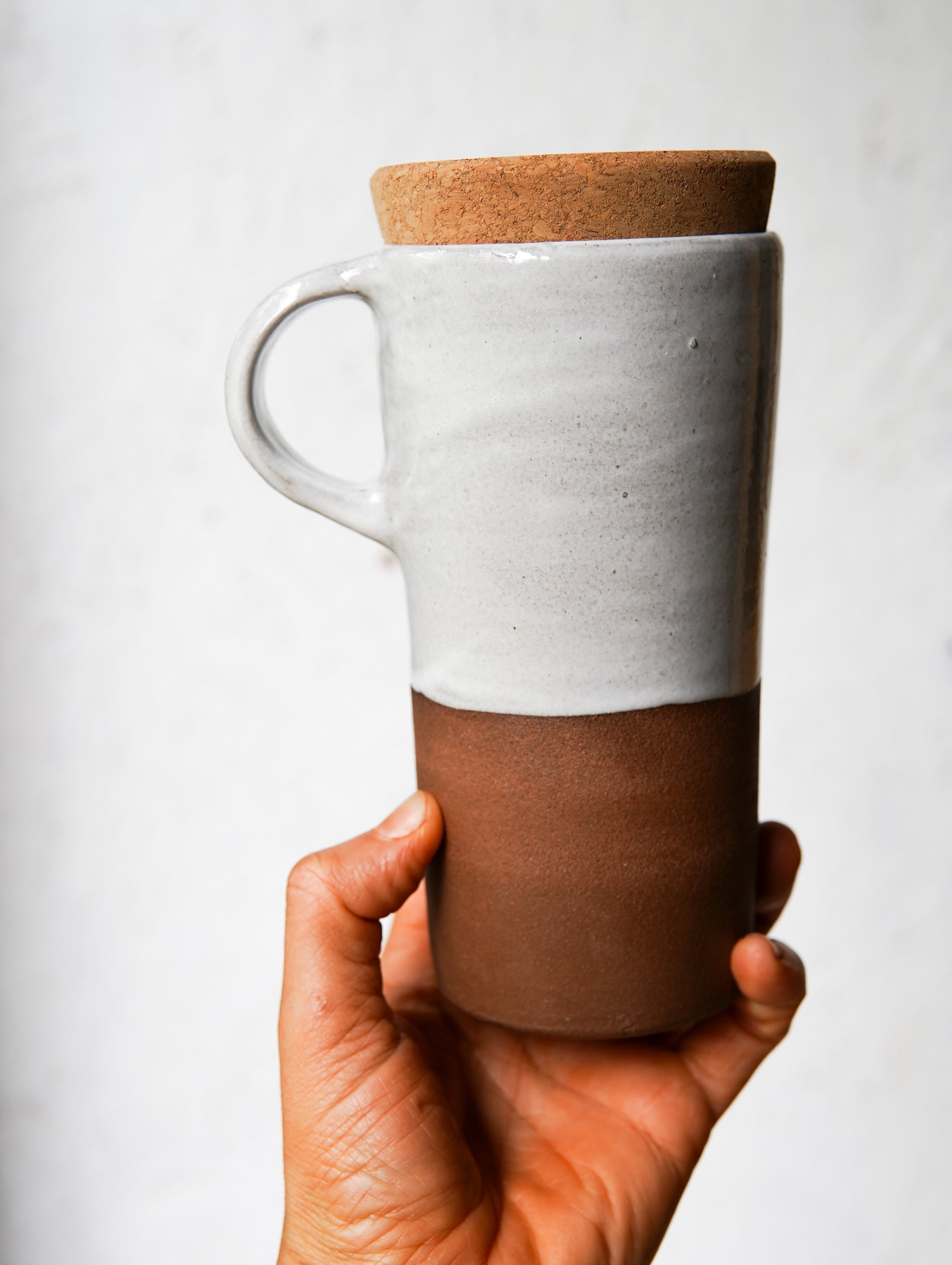 Travel Mug with Cork Lid | white on Red